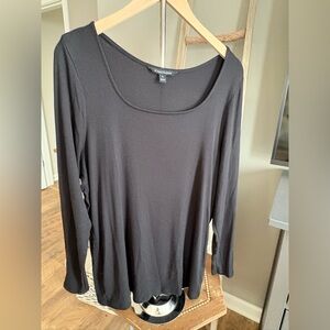 41 Hawthorn Black Long Sleeve Ribbed Top